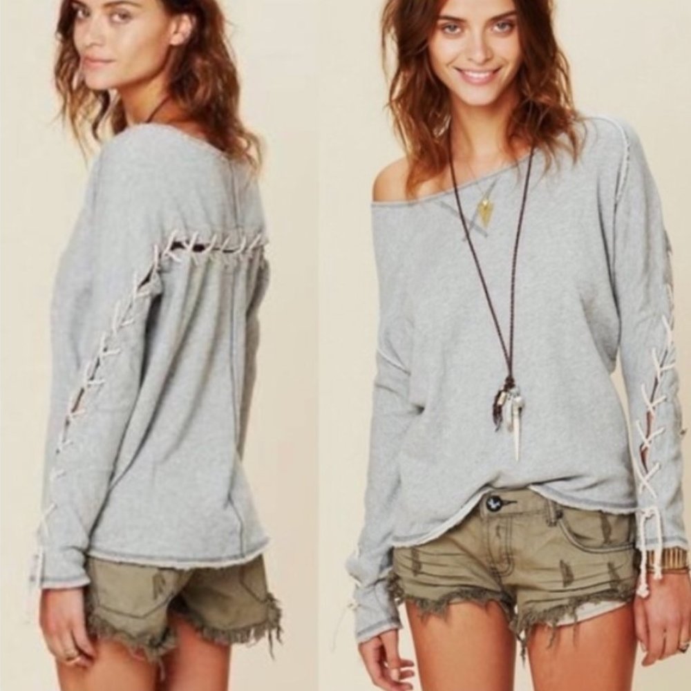 Free People Rope Tie Pullover Sweatshirt XS